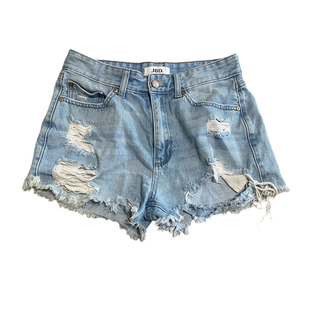 JBD Just Black Blue Distressed Jean Shorts High-Waisted size Large